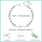 Cross Faith Bracelet for Women, Amazonite Beaded Stretch Bracelet, Christian Gift for Her