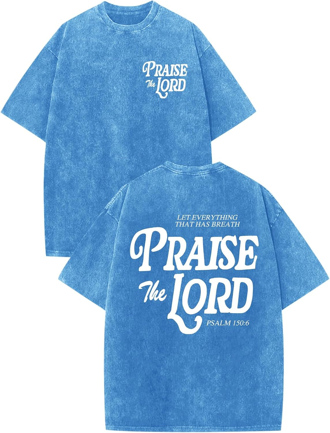 Christian Jesus Shirts for Men Religious Praise the Lord Bible Verse Shirt Oversized Graphic Tees Acid Wash Tshirt