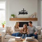 Jesus Cross Metal Wall Decor, Christian Cross Wall Art 14x10