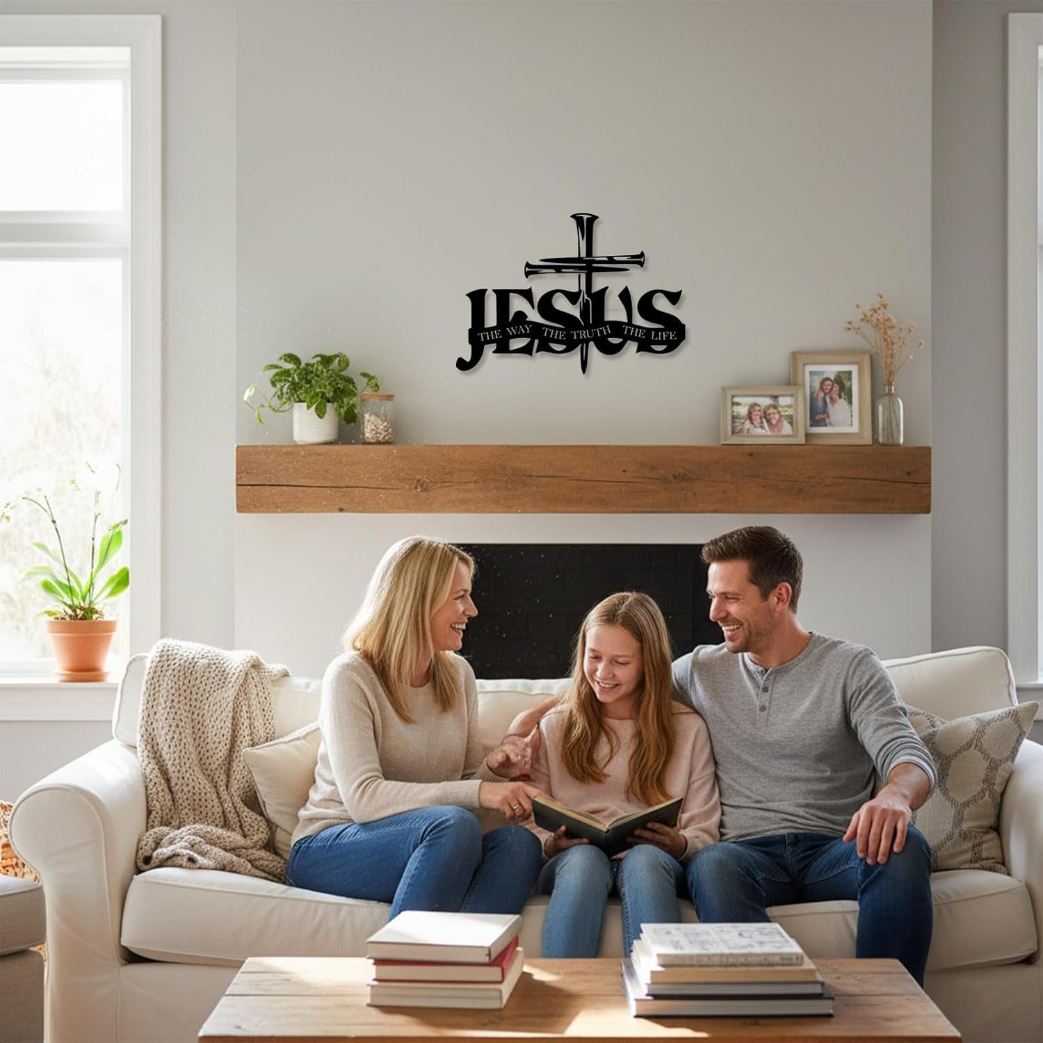 Jesus Cross Metal Wall Decor, Christian Cross Wall Art 14x10