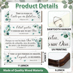 4 Pieces Spanish Bible Verse Wall Decor Set, Christian Wood Plaque Signs(Fresh Style)