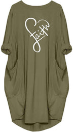Women'S Faith Oversize Baggy T Shirt Causal Loose Party Short Midi Dresses with Pockets