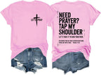 Christian Shirts for Men Need Prayer Tap My Shoulder T-Shirt Cross Faith | Christian Cross Faith Religious Jesus Tshirts Women