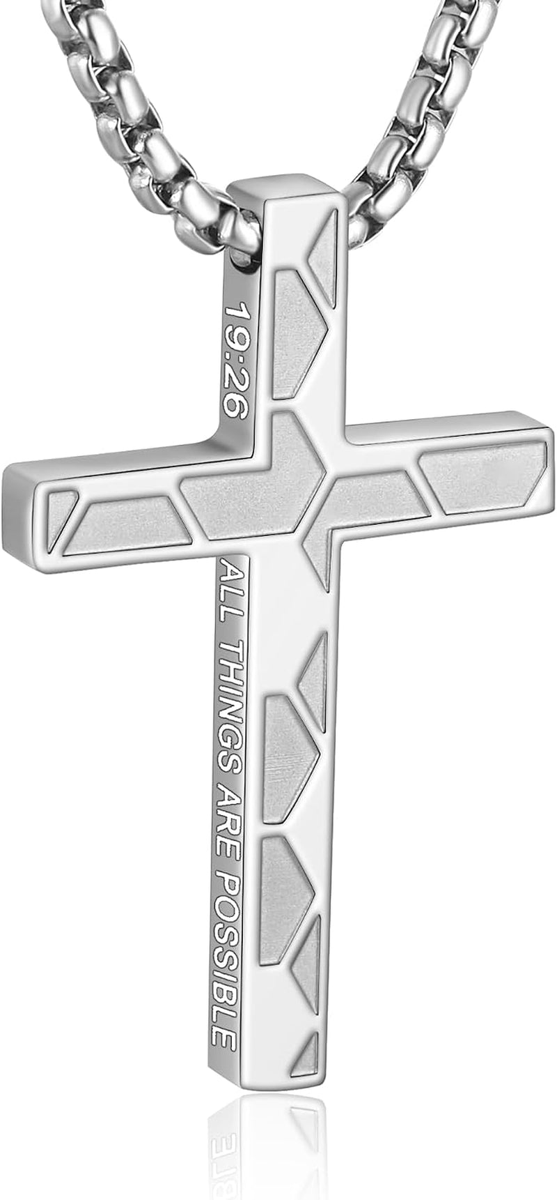 Soccer Cross Necklace for Boys, Stainless Steel Bible Verse Pendant, Christian Gift for Him
