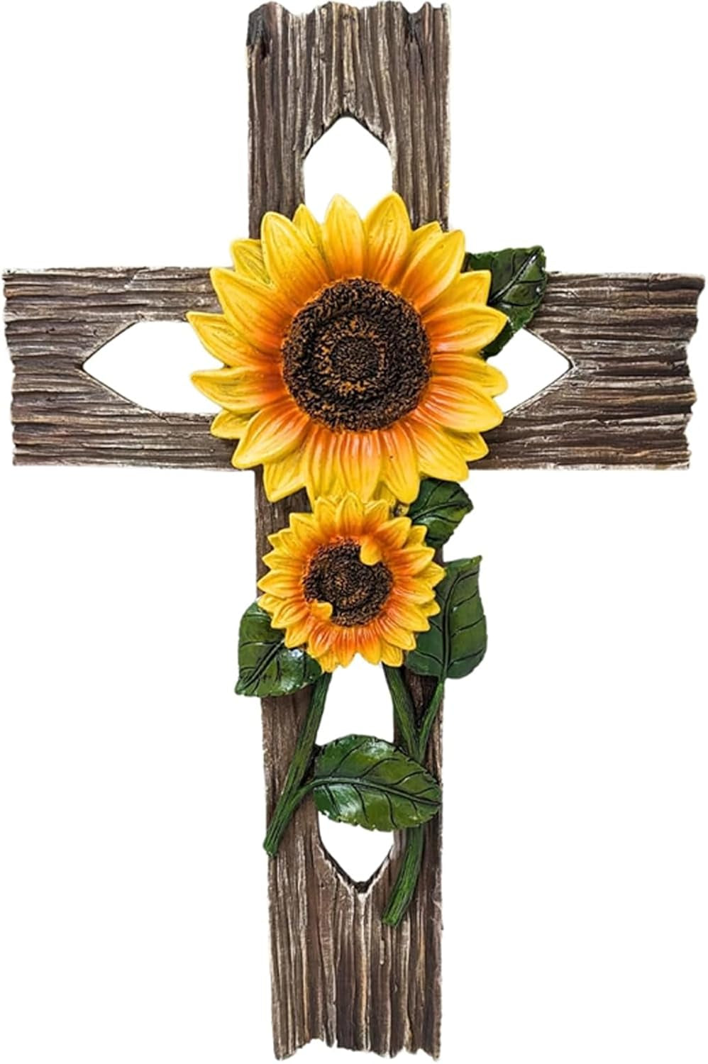 Wooden Sunflower Cross Wall Decor, Rustic Farmhouse Christian
