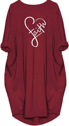 Women'S Faith Oversize Baggy T Shirt Causal Loose Party Short Midi Dresses with Pockets