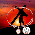 Faith Mustard Seed Bracelet, Stainless Steel Charm Bracelet, Christian Inspirational Gift(Matt 17:20 RG)
