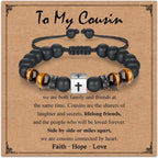 Adjustable Cross Bracelet for Boys, Tiger Eye Beaded Faith Bracelet, Christian Gift