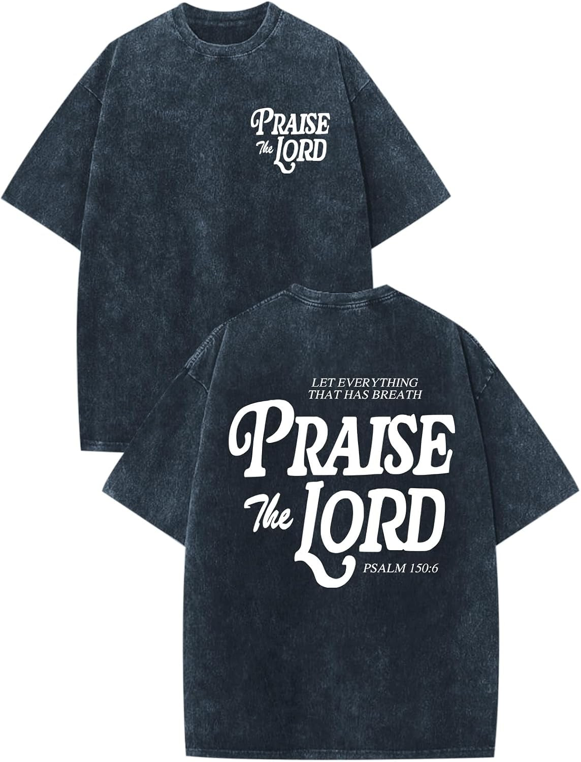 Christian Jesus Shirts for Men Religious Praise the Lord Bible Verse Shirt Oversized Graphic Tees Acid Wash Tshirt