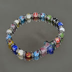 Millefiori Glass Cross Bracelet, Rainbow Beaded Rosary Bracelet, Christian Faith Gift
