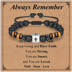 Adjustable Cross Bracelet for Boys, Tiger Eye Beaded Faith Bracelet, Christian Gift
