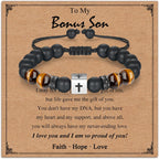 Adjustable Cross Bracelet for Boys, Tiger Eye Beaded Faith Bracelet, Christian Gift