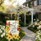 Sunflower Garden Flag, Double Sided Burlap, 12.5x18 Inch with Clip and Stopper