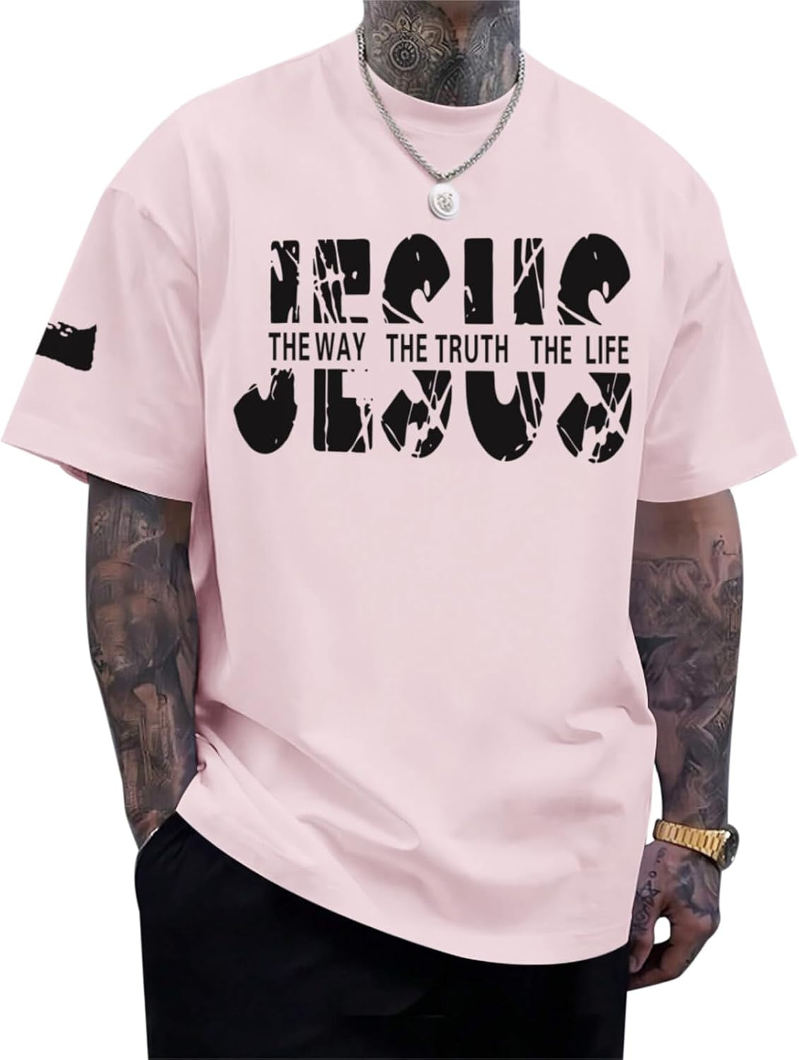 Christian Jesus Faith Shirts for Men God Religious Cross Bible Verse Inspirational Shirt Oversized Graphic Tees Tops