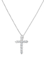 Silver-Plated Cubic Zirconia Cross Pendant Necklace, 18" + 2" Extender