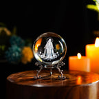 2.3In Jesus Crystal Ball with Stand 3D Cross Gift for Christian Catholic | K9 Crystal Laser Engraving Includes Metal Display Stand Gift Box Ready Ideal for Prayer Room Church Home Display