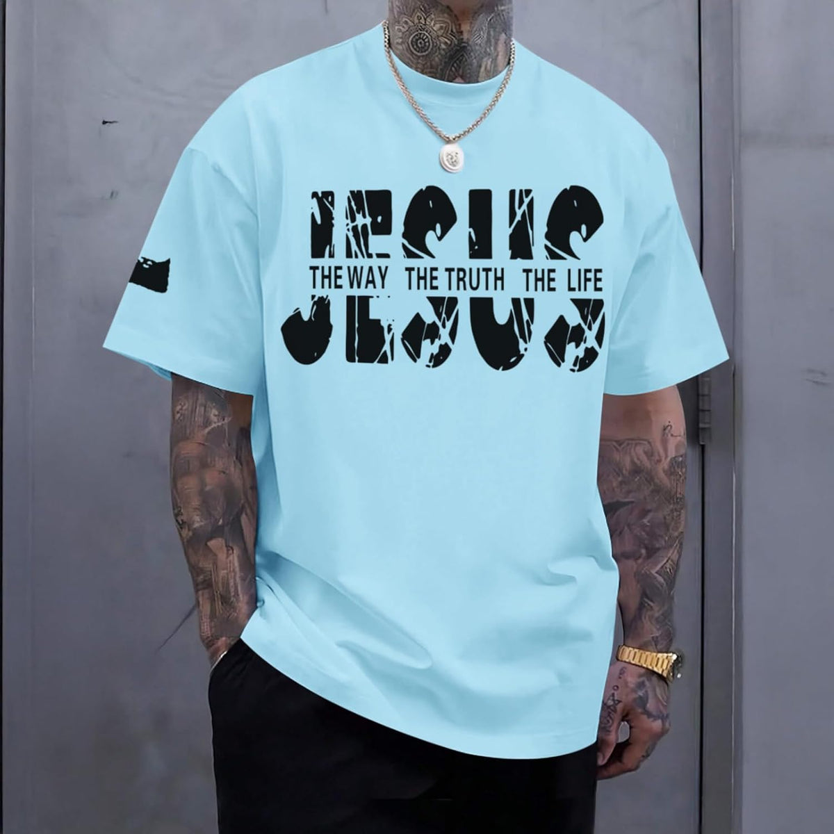 Christian Jesus Faith Shirts for Men God Religious Cross Bible Verse Inspirational Shirt Oversized Graphic Tees Tops