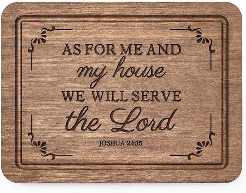 As For Me and My House Cutting Board, Christian Wedding Gift 11 X 8.5 In