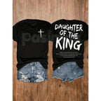 "Daughter of the King" Women's Christian T-Shirt - Inspirational Faith-Based Graphic Tee, Premium 100% Cotton Religious Gift for Her, Minimalist Scripture-Inspired Crown Top, Empowering Grace-Filled Apparel, Soft Lived-In Christian Streetwear