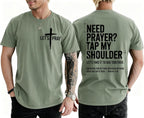Christian Shirts for Men Need Prayer Tap My Shoulder T-Shirt Cross Faith | Christian Cross Faith Religious Jesus Tshirts Women