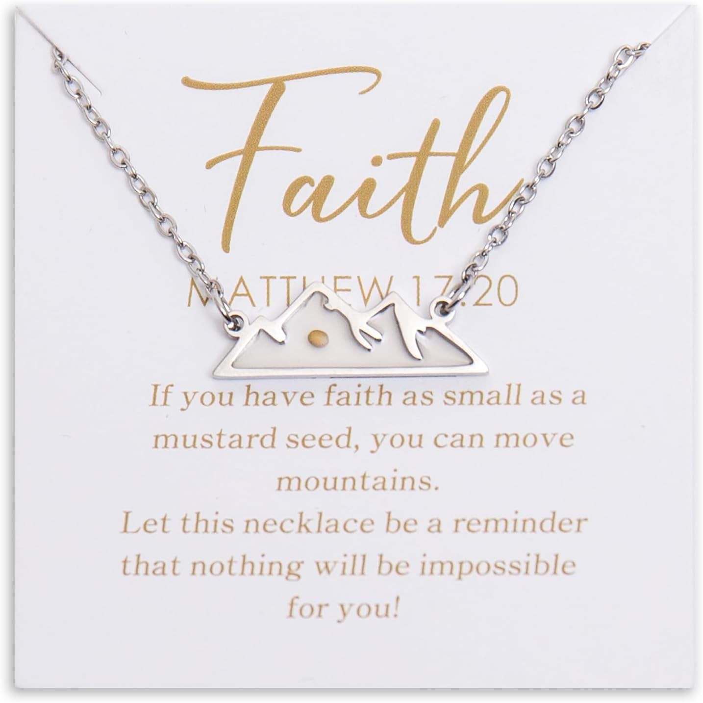 Mustard Seed "Move Mountains" Necklace for Women – Matthew 17:20 Faith Jewelry (Gift-Carded)