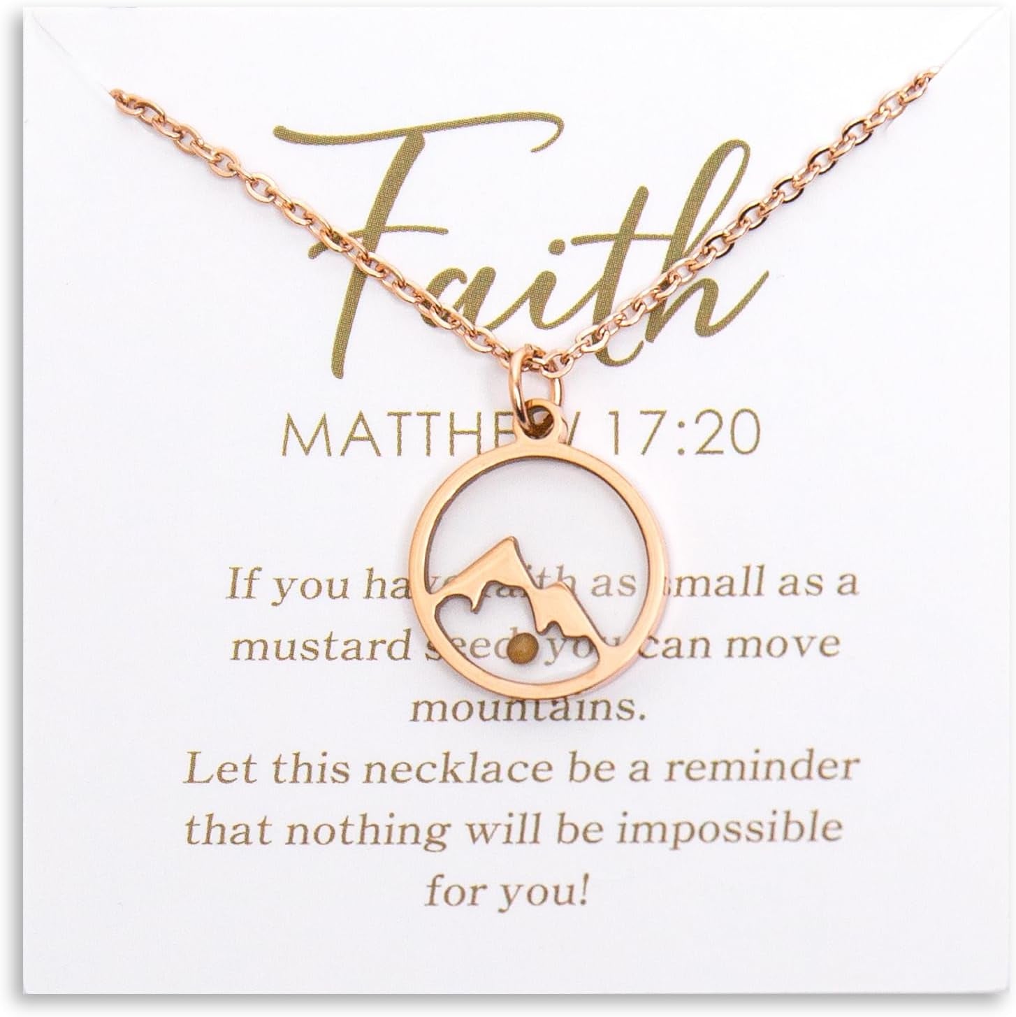 Mustard Seed "Move Mountains" Necklace for Women – Matthew 17:20 Faith Jewelry (Gift-Carded)