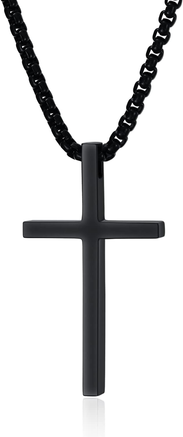 Cross Necklace for Men – Stainless Steel Philippians 4:13 Pendant, Christian Faith Gift for Him