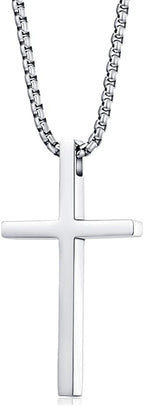 Cross Necklace for Men – Stainless Steel Philippians 4:13 Pendant, Christian Faith Gift for Him