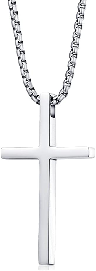 Cross Necklace for Men – Stainless Steel Philippians 4:13 Pendant, Christian Faith Gift for Him