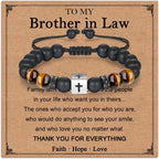 Adjustable Cross Bracelet for Boys, Tiger Eye Beaded Faith Bracelet, Christian Gift