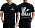 Christian Shirts for Men Need Prayer Tap My Shoulder T-Shirt Cross Faith | Christian Cross Faith Religious Jesus Tshirts Women