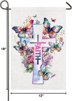 Religious Easter Garden Flag 12X18 Double Sided Easter Cross Garden Flag, Floral Faith Yard Flag 12x18 Double Sided