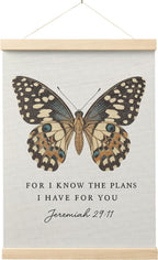Christian Butterfly Poster, Jeremiah 29:11 Bible Verse Wall Art, 12X16 Inch