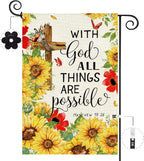 Sunflower Garden Flag, Double Sided Burlap, 12.5x18 Inch with Clip and Stopper