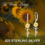 Sunflower Faith Earrings, 925 Sterling Silver Cross Hoop Huggies, Christian Gift for Women