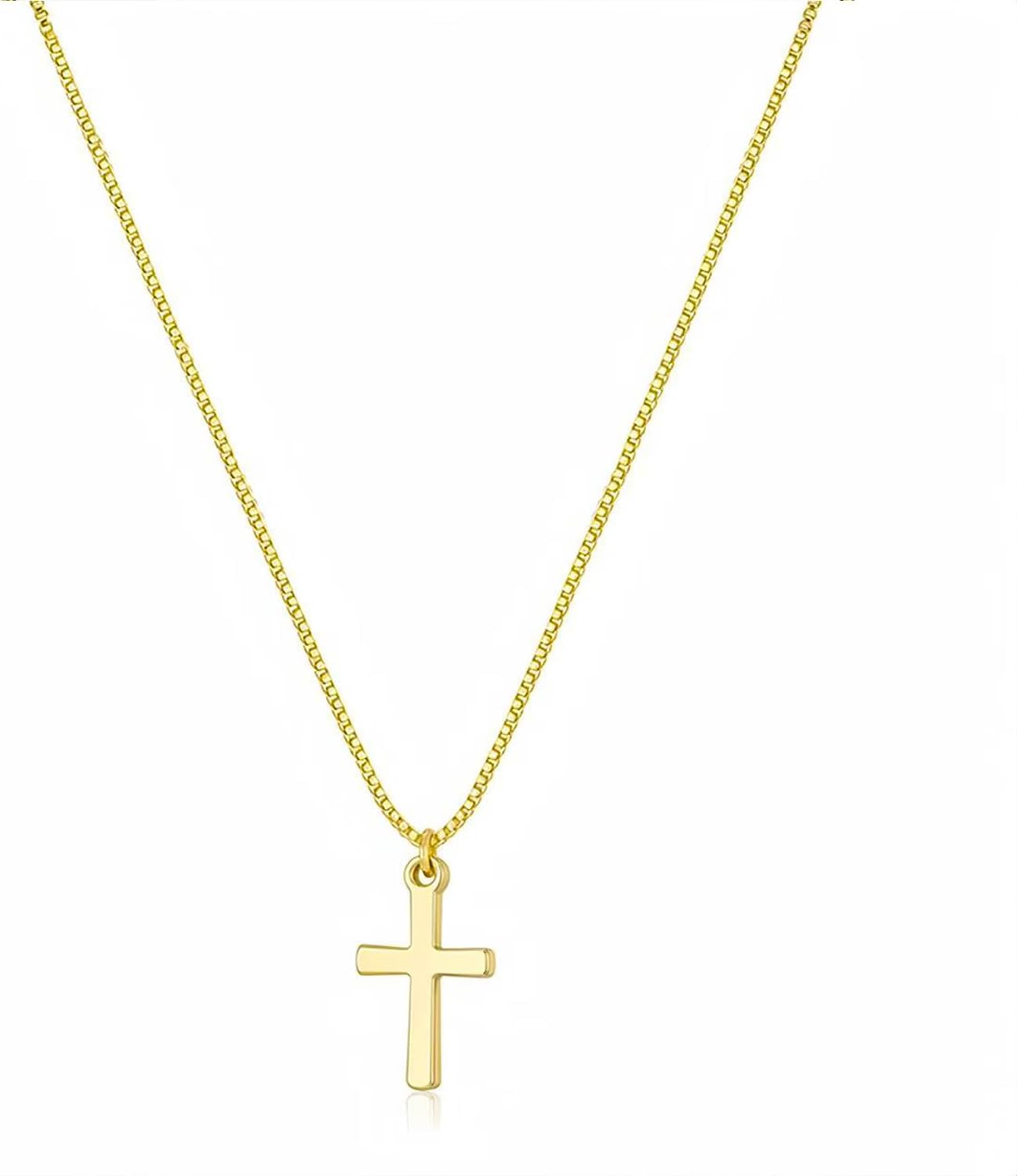 Dainty 14K Gold Plated Cross Necklace for Women, Non Tarnish Faith Pendant Gift