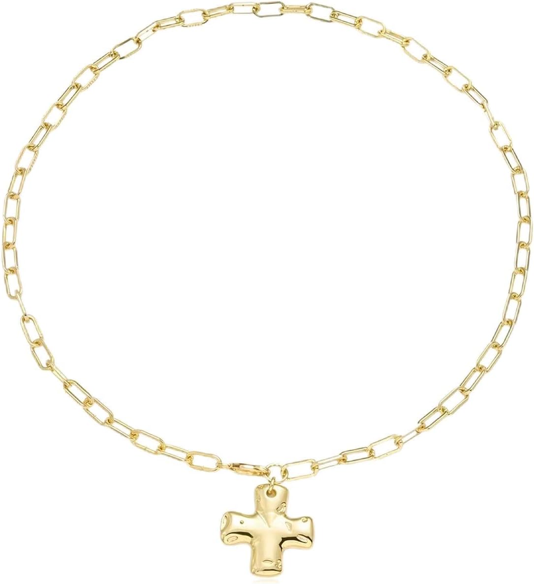 Dainty 14K Gold Plated Cross Necklace for Women, Non Tarnish Faith Pendant Gift