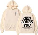 God Loves You Hoodie | Christian Cross Faith Pullover Sweatshirt, Unisex Men & Women