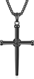 Cross Necklace for Men – Stainless Steel Philippians 4:13 Pendant, Christian Faith Gift for Him