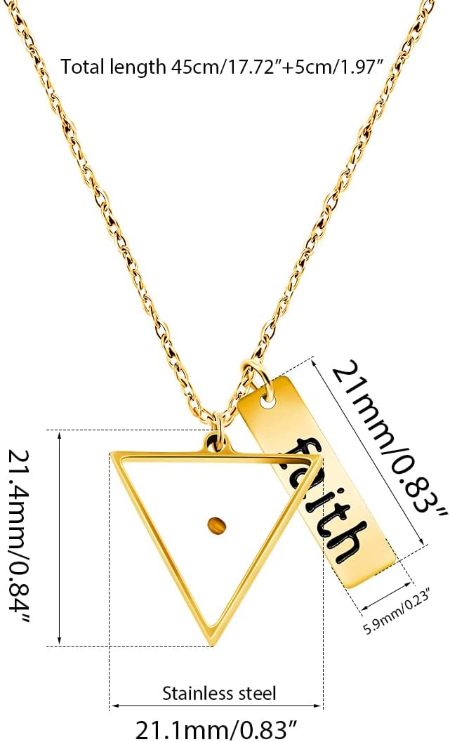 Stainless Steel Faith as Small as a Mustard Seed Charm Pendant Necklace Jewelry for Women