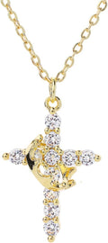 Crown Cross Necklace for Women – Gold/Silver CZ Pendant, Adjustable Hypoallergenic Faith Jewelry (Gift-Boxed)