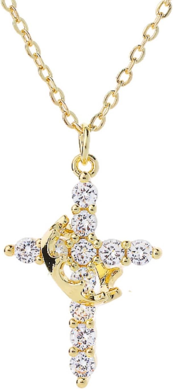 Crown Cross Necklace for Women – Gold/Silver CZ Pendant, Adjustable Hypoallergenic Faith Jewelry (Gift-Boxed)