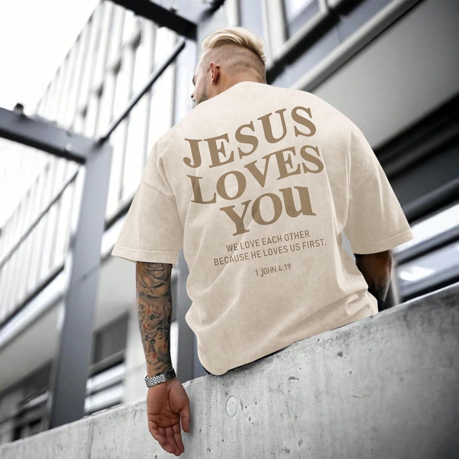 Jesus Loves You Acid Wash T-Shirt – Oversized Christian Graphic Tee for Men & Women