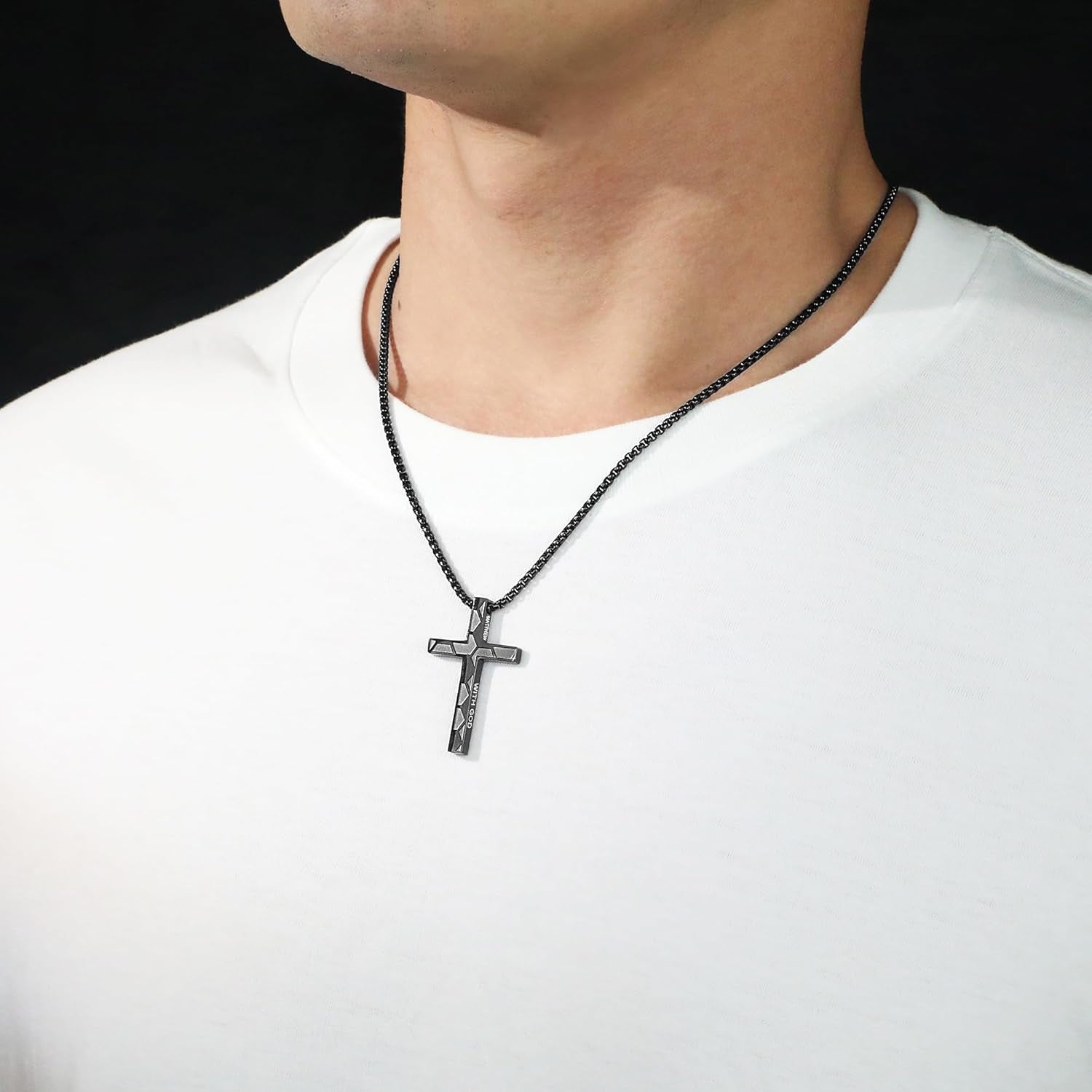 Soccer Cross Necklace for Boys, Stainless Steel Bible Verse Pendant, Christian Gift for Him