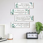 4 Pieces Spanish Bible Verse Wall Decor Set, Christian Wood Plaque Signs(Fresh Style)