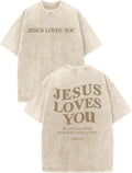 Jesus Loves You Acid Wash T-Shirt – Oversized Christian Graphic Tee for Men & Women