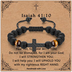 Adjustable Cross Bracelet for Boys, Tiger Eye Beaded Faith Bracelet, Christian Gift
