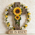 Wooden Sunflower Cross Wall Decor, Rustic Farmhouse Christian