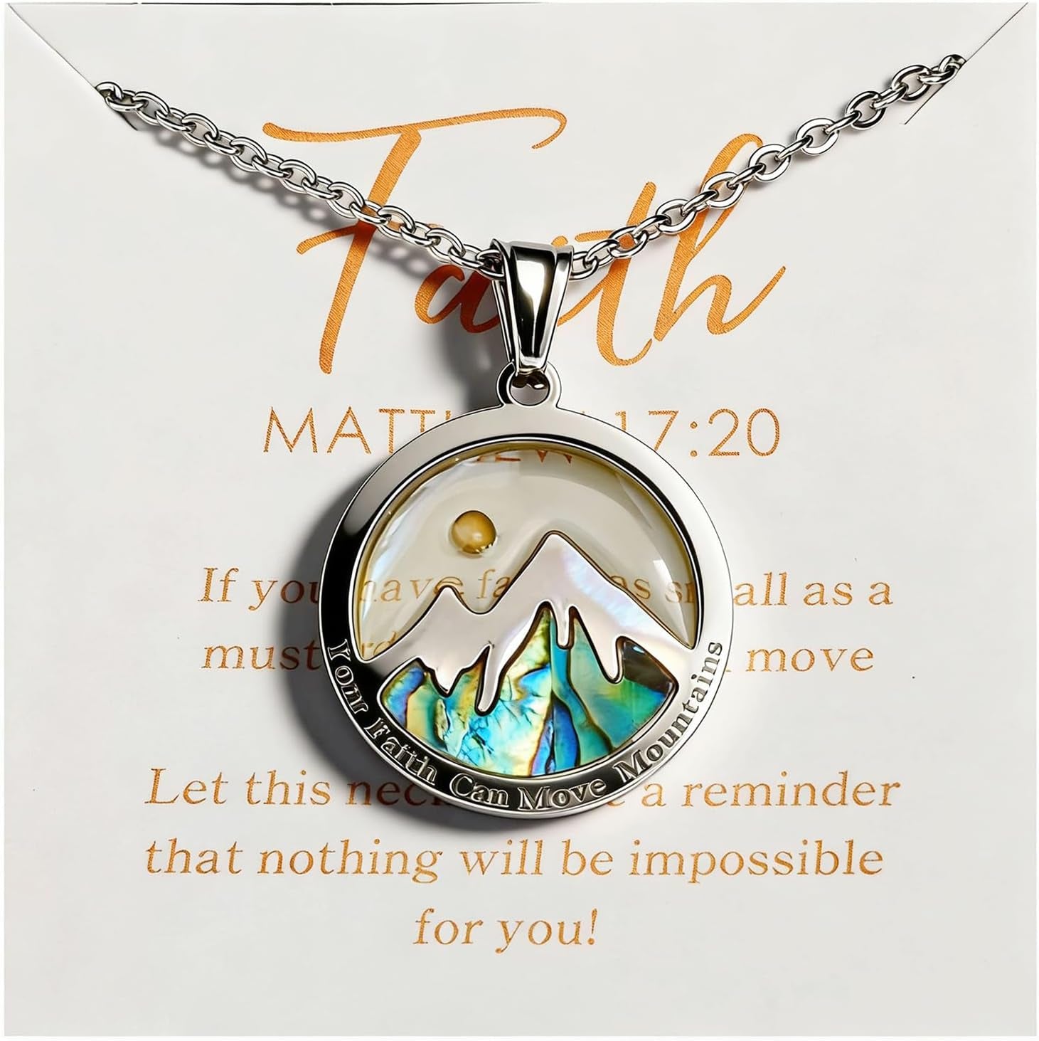 Mustard Seed "Move Mountains" Necklace for Women – Matthew 17:20 Faith Jewelry (Gift-Carded)
