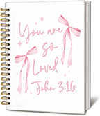 Bible Journal for Women, Christian Prayer Journal Notebook, Gift for Teen Girls, Bible Study Supplies, Coquette Preppy Pink Aesthetic